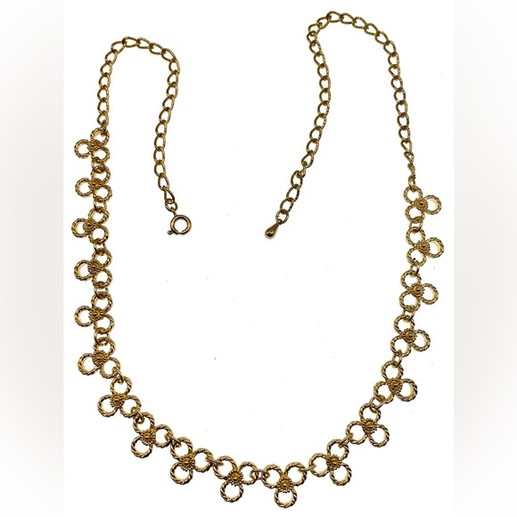 Vintage 1970s Textured Gold Tone Linked Necklace Choker - Picture 6 of 6